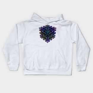 Rainbow Fractal Cube Kids Hoodie